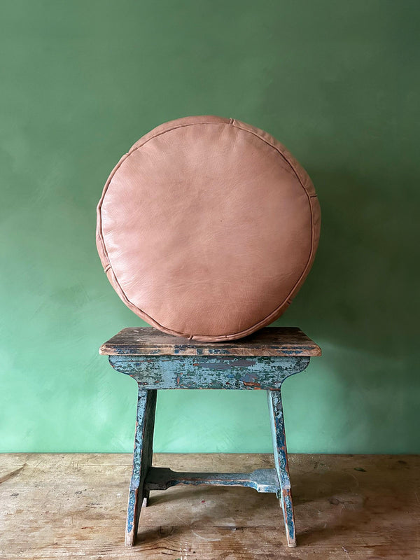 bohemia design Moroccan Leather Plain Drum Pouffe Natural