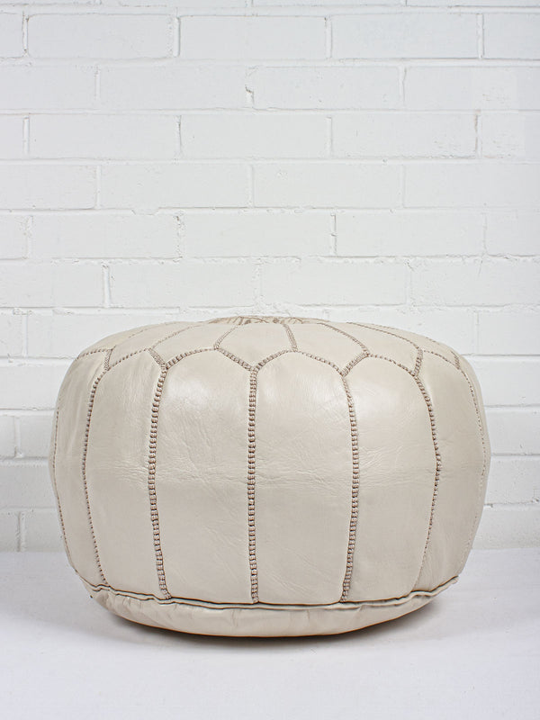 Bohemia Design Moroccan Leather Pouffe Chalk (Slight Seconds)
