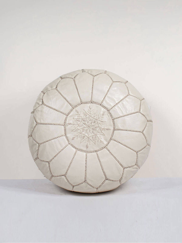 bohemia design Moroccan Leather Pouffe Chalk (Slight Seconds)