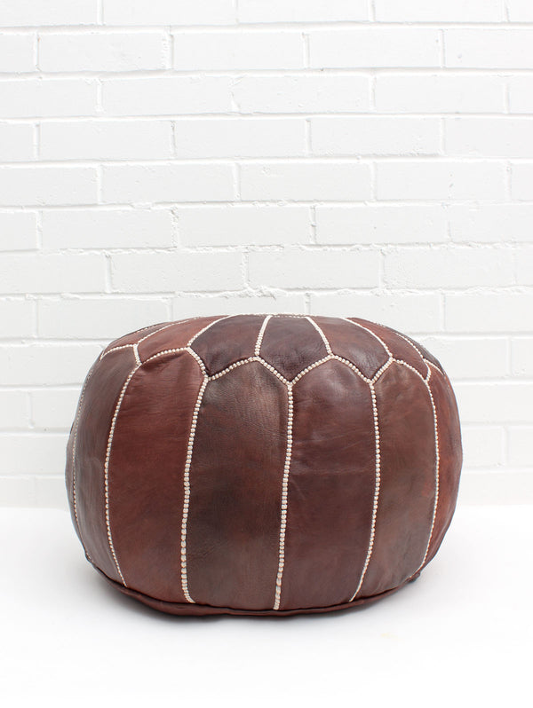 Bohemia Design Moroccan Leather Pouffe Chocolate Mocha Oiled