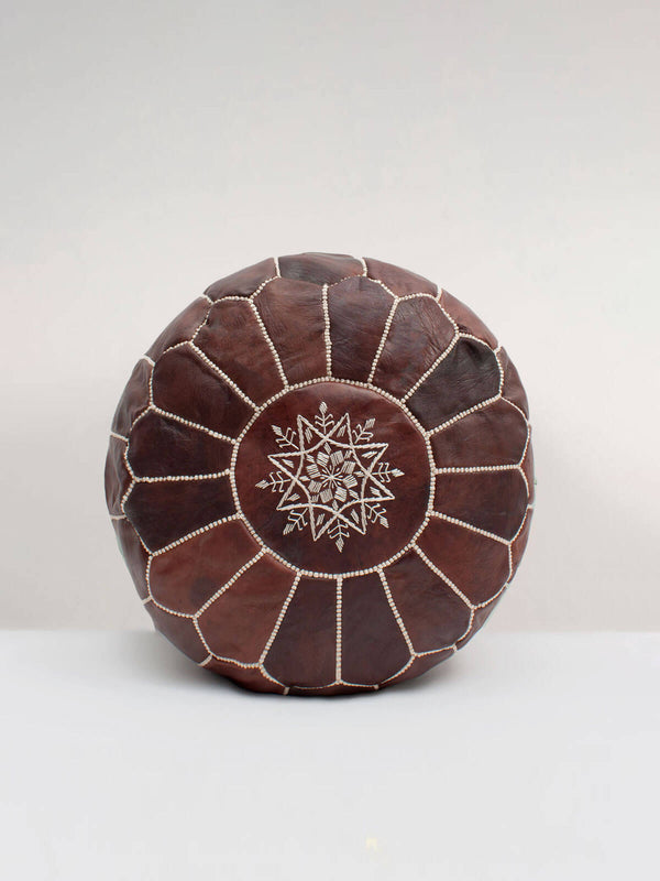 bohemia design Moroccan Leather Pouffe Chocolate Mocha Oiled
