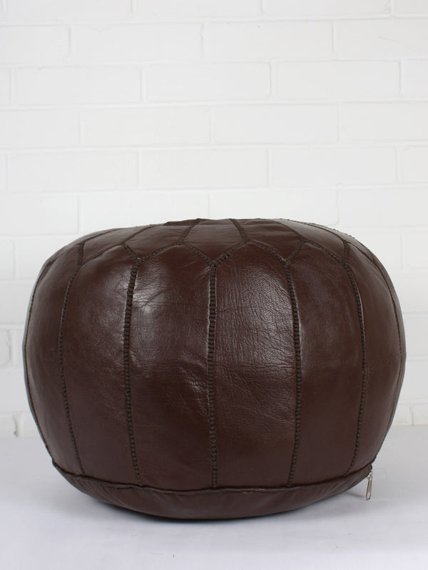 Bohemia Design Moroccan Leather Pouffe Chocolate (Slight Seconds)
