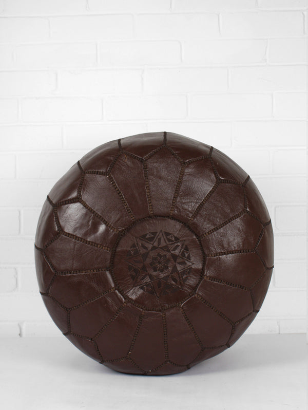 bohemia design Moroccan Leather Pouffe Chocolate (Slight Seconds)