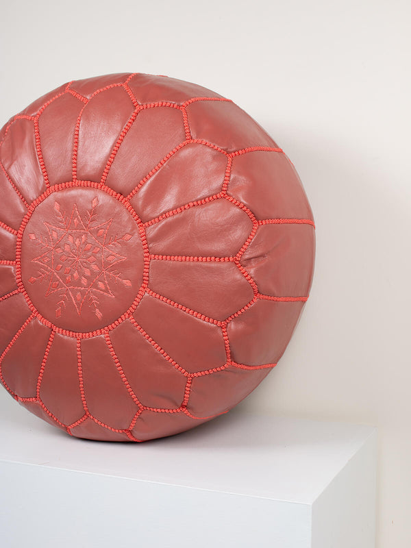 Bohemia Design Moroccan Leather Pouffe Terracotta (Slight Seconds)