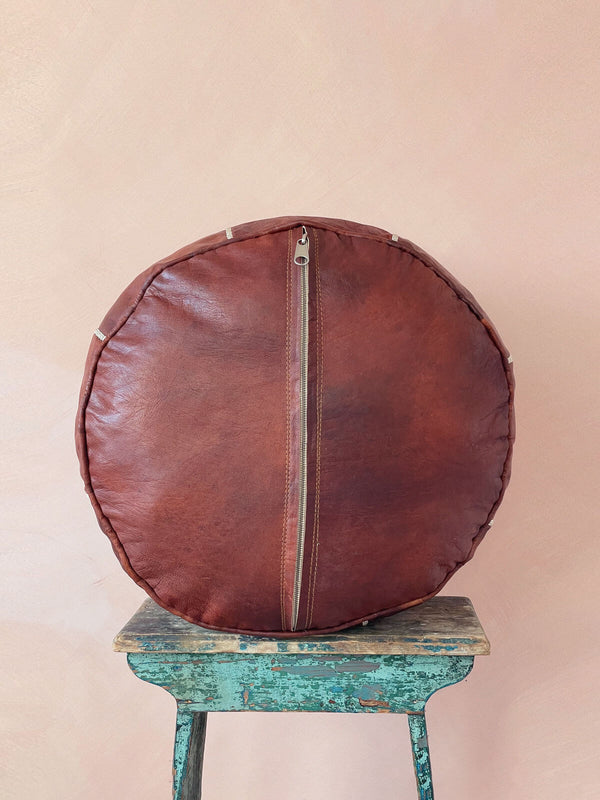 Bohemia Design Moroccan Leather Tile Pouffe Chestnut