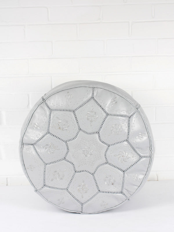 bohemia design Moroccan Leather Tile Pouffe Grey (Slight Seconds)