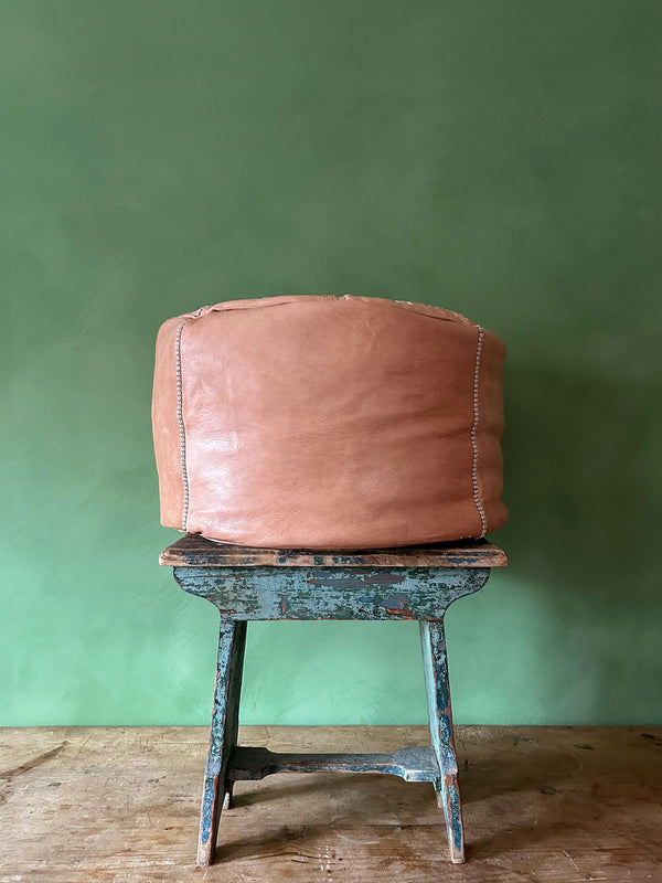 Bohemia Design Moroccan Leather Tile Pouffe Natural