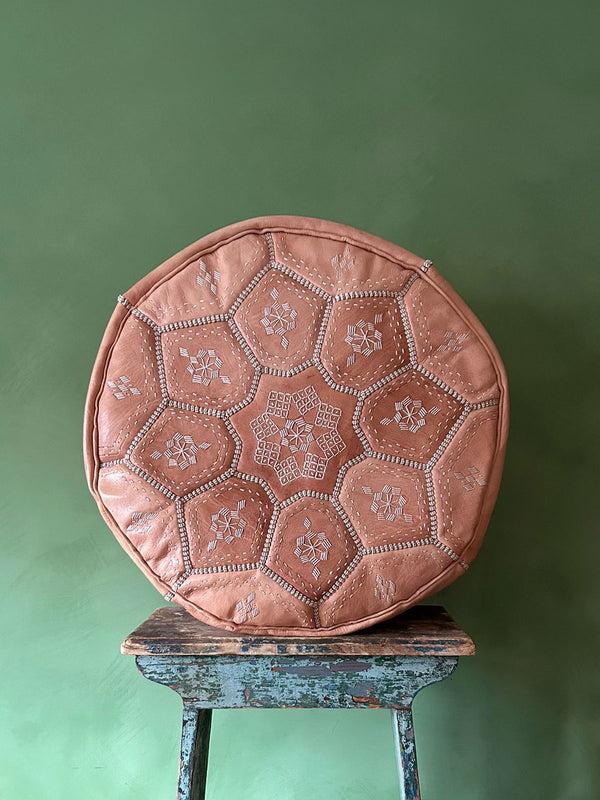 bohemia design Moroccan Leather Tile Pouffe Natural