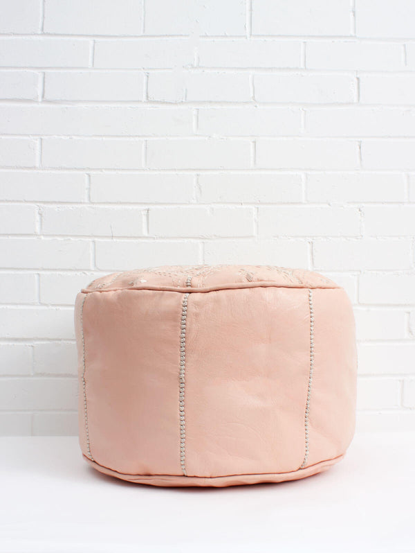 Bohemia Design Moroccan Leather Tile Pouffe Soft Pink (slight Seconds)