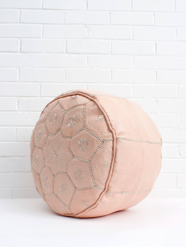 Bohemia Design Moroccan Leather Tile Pouffe Soft Pink (slight Seconds)