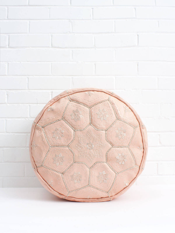 bohemia design Moroccan Leather Tile Pouffe Soft Pink (slight seconds)