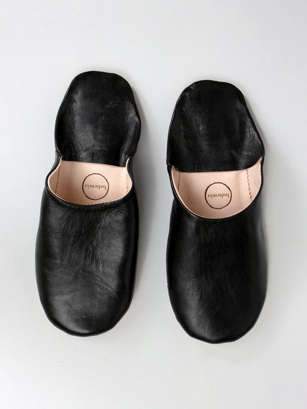 bohemia design Moroccan Mens Babouche Slippers Black
