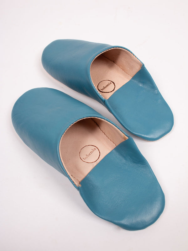 Bohemia Design Moroccan Mens Babouche Slippers Blue Grey
