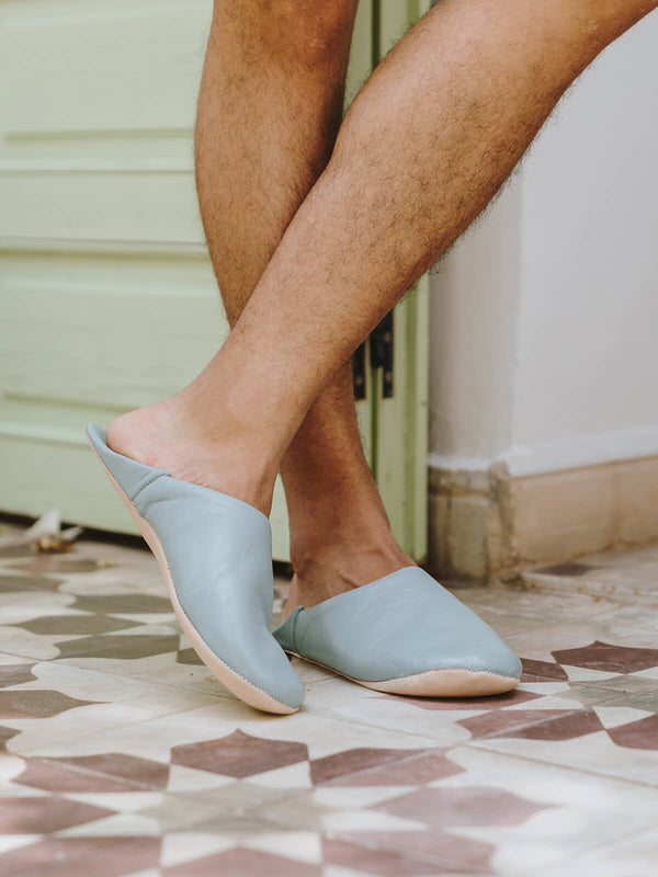 Bohemia Design Moroccan Mens Babouche Slippers Grey