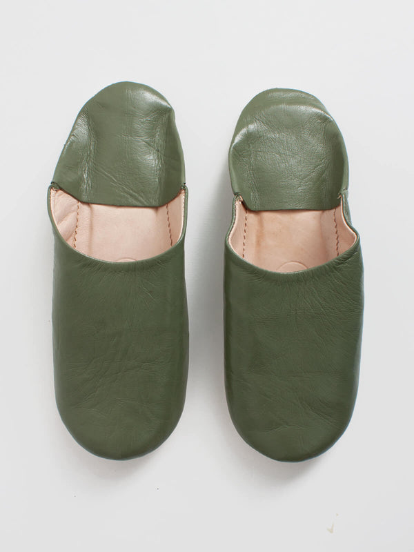 bohemia design Moroccan Mens Babouche Slippers Olive