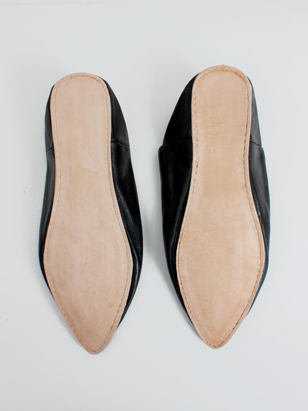 Bohemia Design Moroccan Mens Pointed Babouche Slippers Black