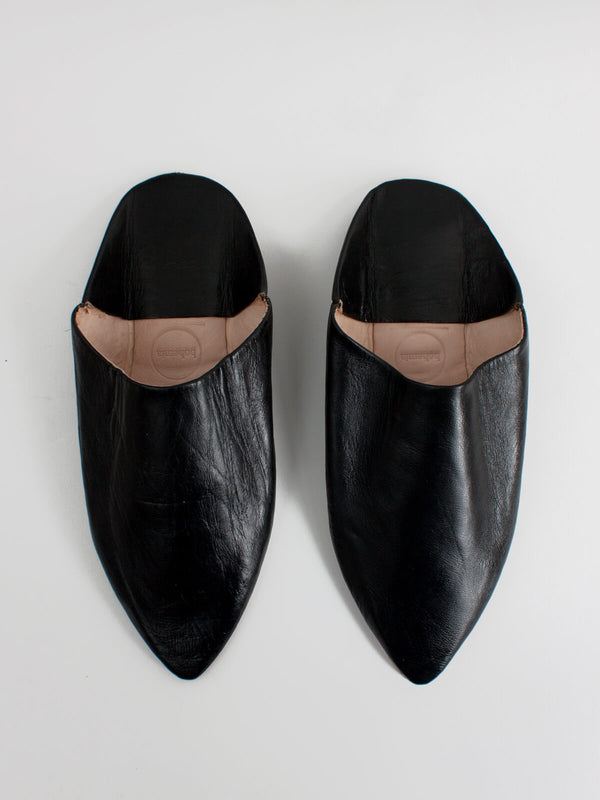 bohemia design Moroccan Mens Pointed Babouche Slippers Black