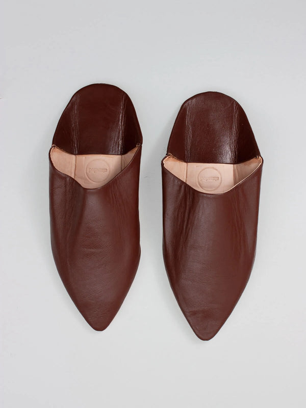 bohemia design Moroccan Mens Pointed Babouche Slippers Chocolate