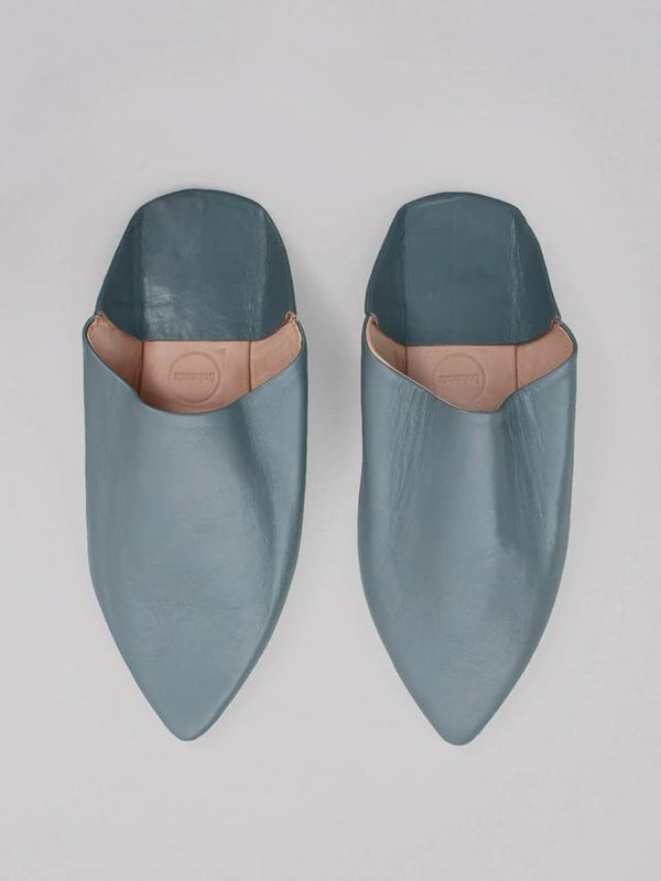 bohemia design Moroccan Mens Pointed Babouche Slippers Grey