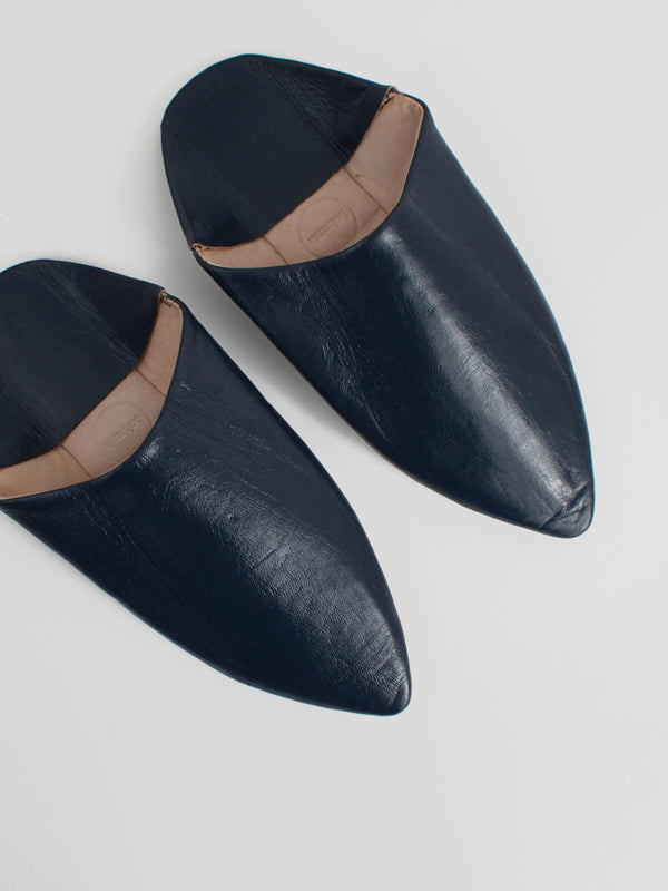 Bohemia Design Moroccan Mens Pointed Babouche Slippers Indigo