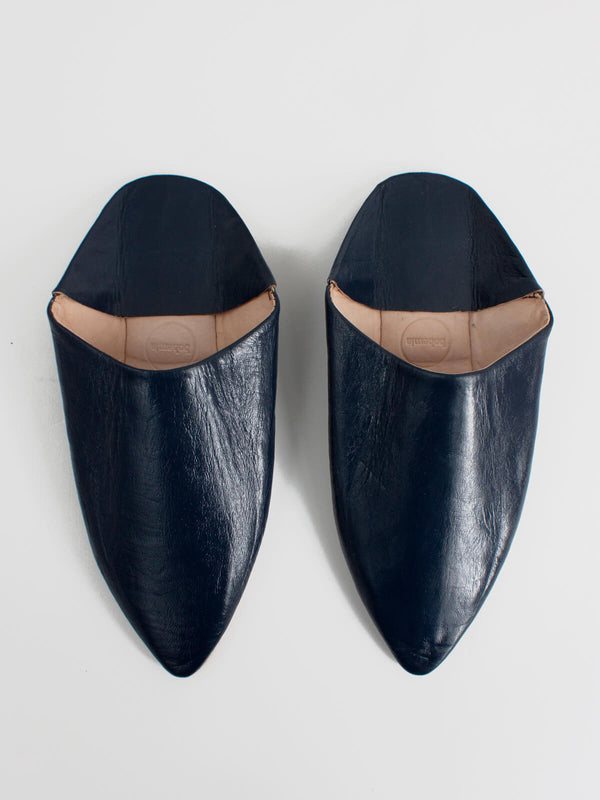 bohemia design Moroccan Mens Pointed Babouche Slippers Indigo