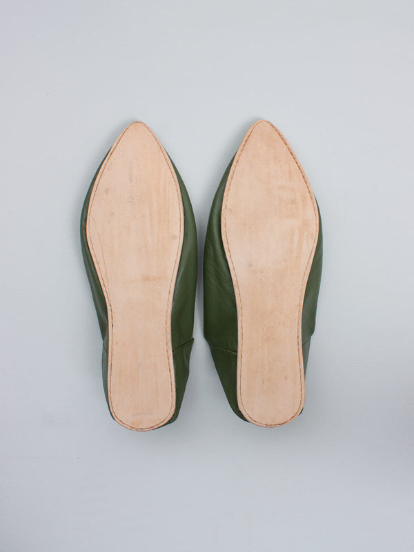 Bohemia Design Moroccan Mens Pointed Babouche Slippers Olive