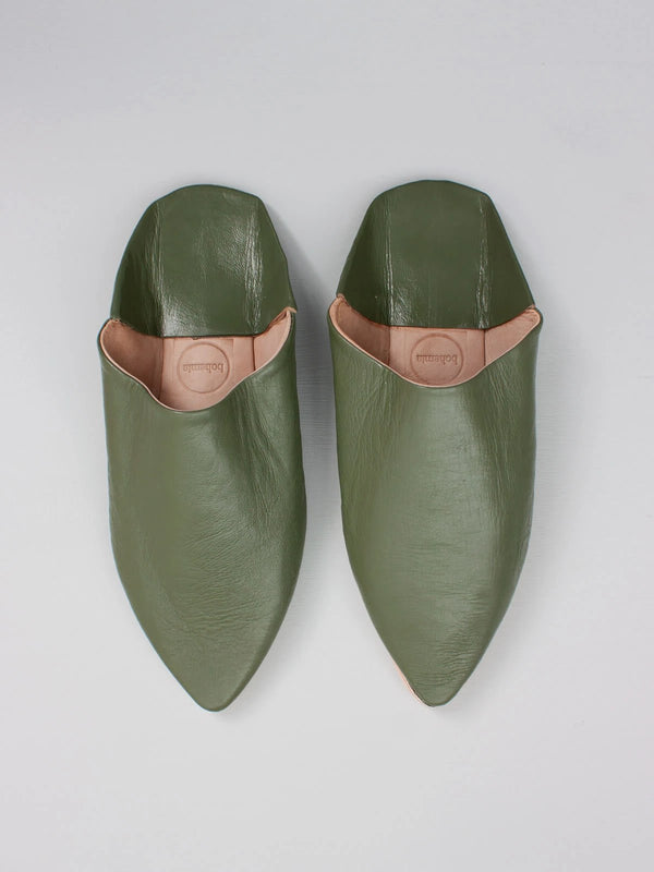 Bohemia Design Moroccan Mens Pointed Babouche Slippers Olive