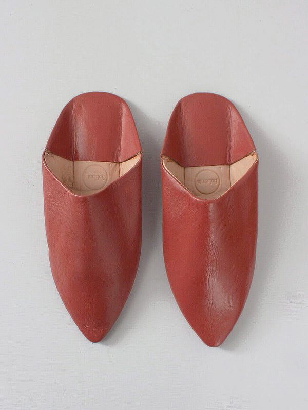 bohemia design Moroccan Mens Pointed Babouche Slippers Terracotta