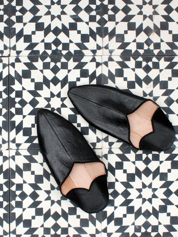 Bohemia Design Moroccan Plain Pointed Babouche Slippers Black