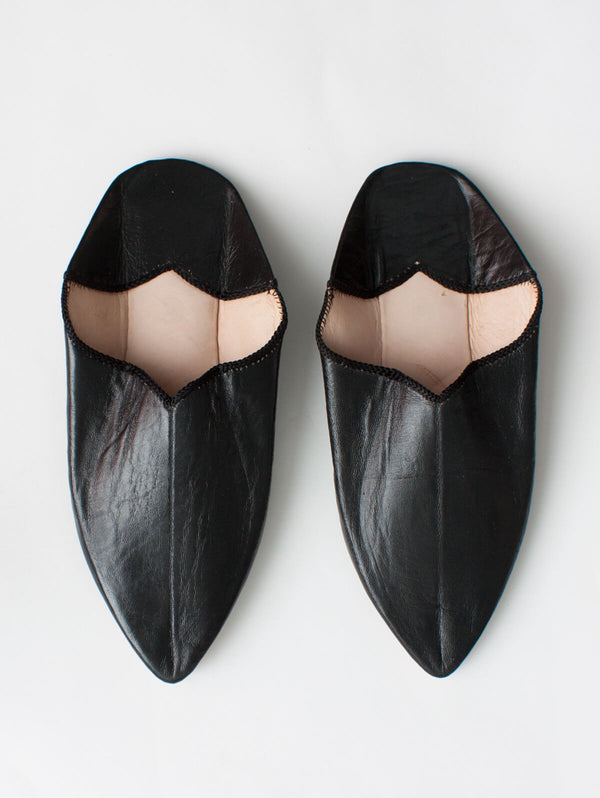 bohemia design Moroccan Plain Pointed Babouche Slippers Black