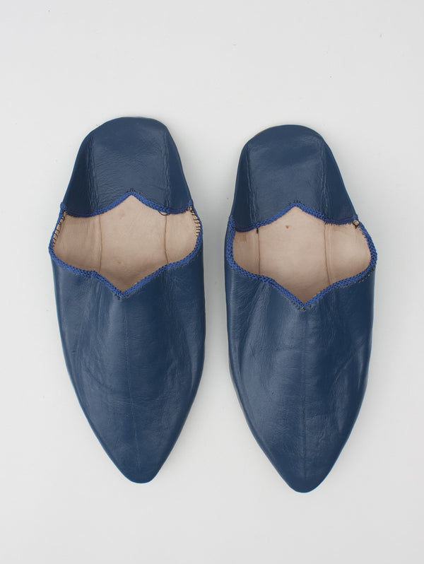 bohemia design Moroccan Plain Pointed Babouche Slippers Blueberry