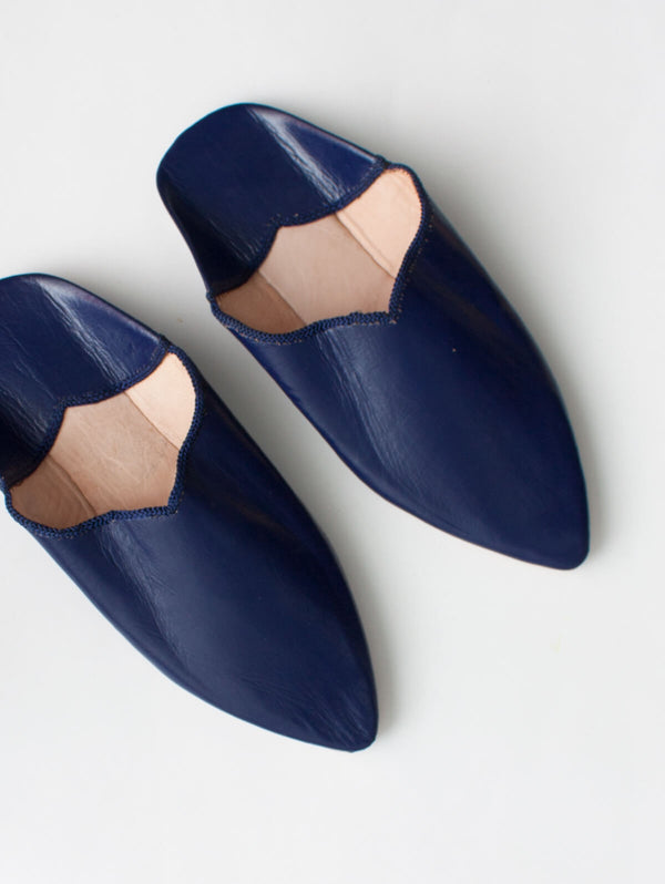 Bohemia Design Moroccan Plain Pointed Babouche Slippers Cobalt