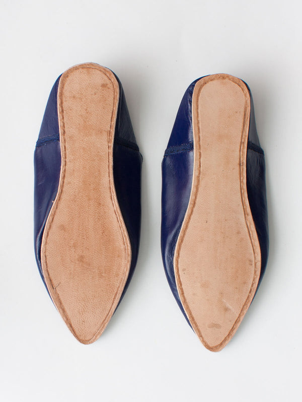 Bohemia Design Moroccan Plain Pointed Babouche Slippers Cobalt