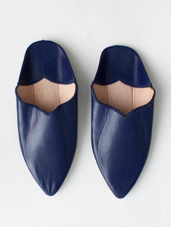 bohemia design Moroccan Plain Pointed Babouche Slippers Cobalt
