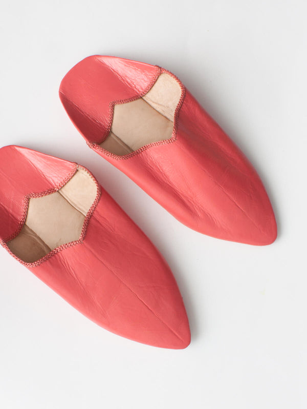 Bohemia Design Moroccan Plain Pointed Babouche Slippers Coral