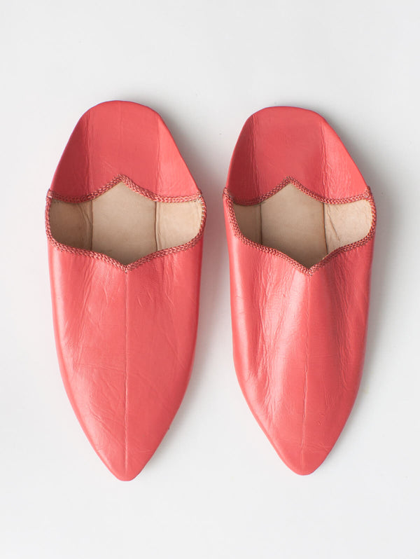 bohemia design Moroccan Plain Pointed Babouche Slippers Coral