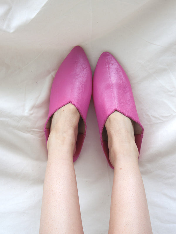 Bohemia Design Moroccan Plain Pointed Babouche Slippers Fuchsia