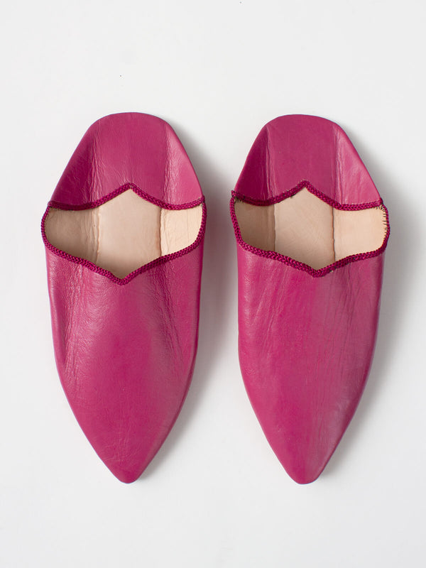 bohemia design Moroccan Plain Pointed Babouche Slippers Fuchsia