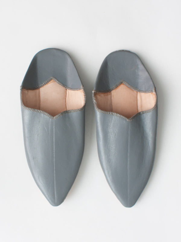 Bohemia Design Moroccan Plain Pointed Babouche Slippers Grey