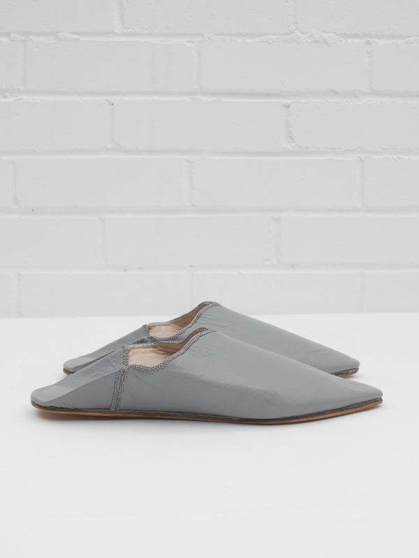 Bohemia Design Moroccan Plain Pointed Babouche Slippers Grey