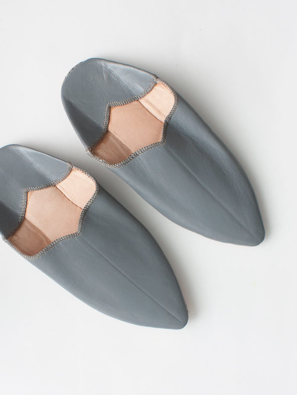 bohemia design Moroccan Plain Pointed Babouche Slippers Grey