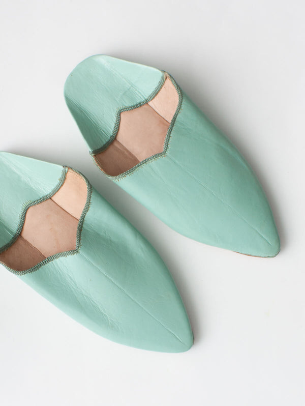 Bohemia Design Moroccan Plain Pointed Babouche Slippers Sage