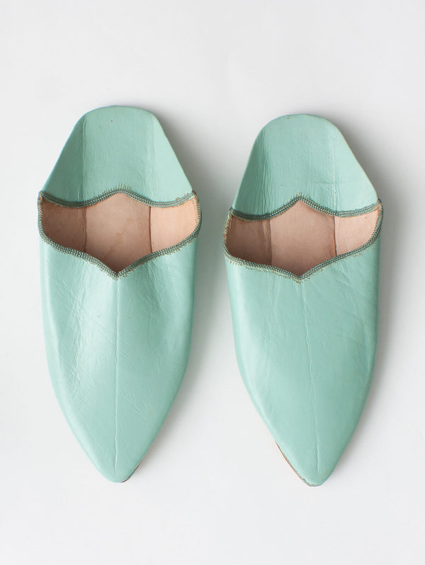 bohemia design Moroccan Plain Pointed Babouche Slippers Sage