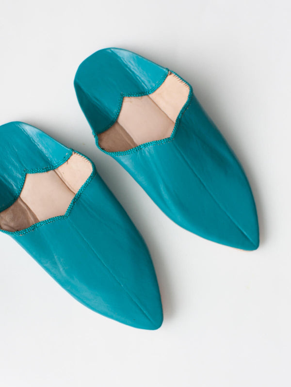 Bohemia Design Moroccan Plain Pointed Babouche Slippers Teal