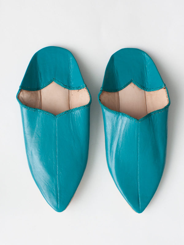 bohemia design Moroccan Plain Pointed Babouche Slippers Teal