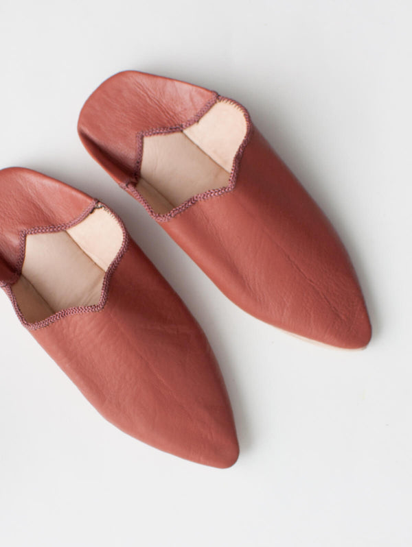 Bohemia Design Moroccan Plain Pointed Babouche Slippers Terracotta
