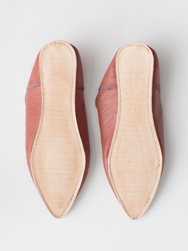 Bohemia Design Moroccan Plain Pointed Babouche Slippers Terracotta