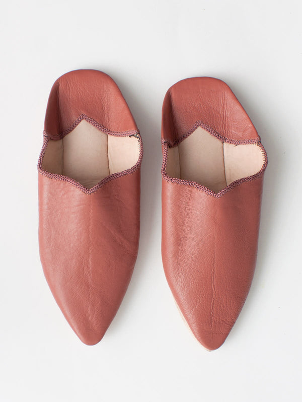 bohemia design Moroccan Plain Pointed Babouche Slippers Terracotta