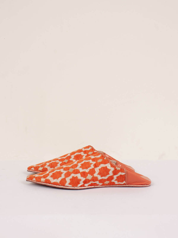 Bohemia Design Moroccan Star Brocade Pointed Babouche Slippers Orange