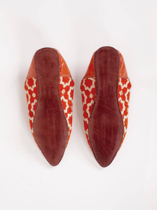 Bohemia Design Moroccan Star Brocade Pointed Babouche Slippers Orange